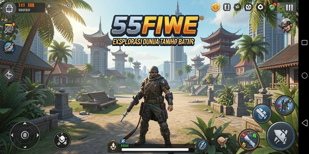 Screenshot gameplay 55FIVE dengan dunia Open World yang menakjubkan.