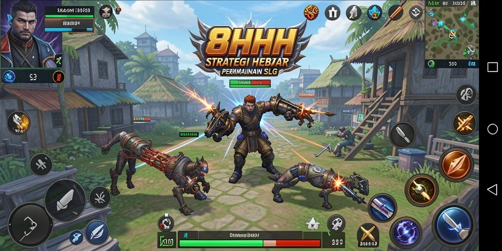 Screenshot gameplay menunjukkan aksi pertempuran yang intens.