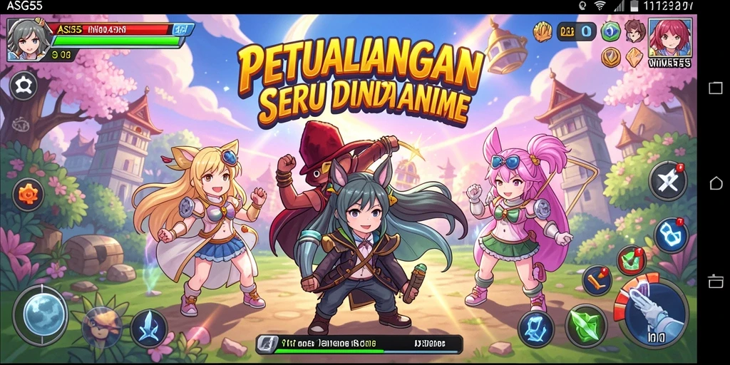 Tampilan utama gameplay ASG55 dengan aksi seru karakter anime.