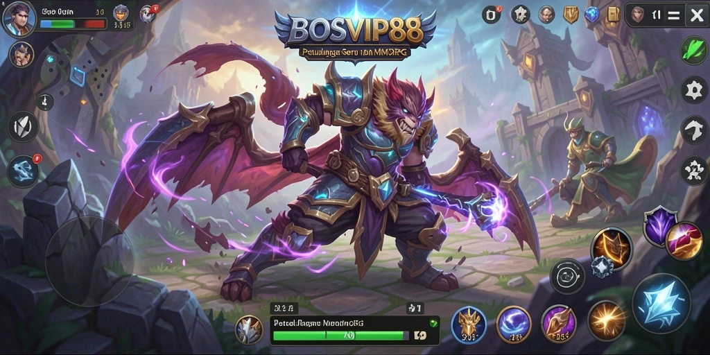 Screenshot gameplay <strong>BOSVIP88</strong>, menunjukkan petualangan seru di dunia MMORPG.