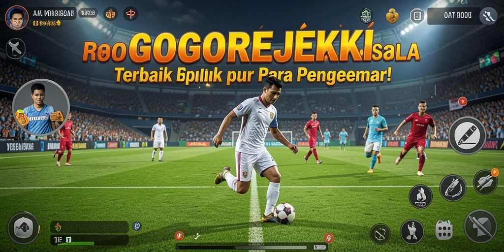 Tampilan gameplay GOGOREJEKI dengan aksi sepak bola yang mendebarkan.