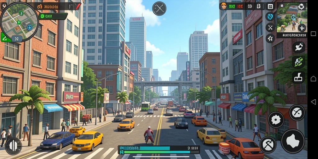 Tampilan gameplay OKJKT yang menakjubkan dalam simulasi kota.