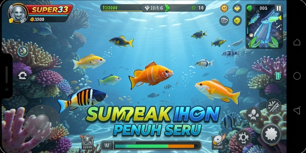 Tampilan gameplay menarik dari SUPER33 saat menembak ikan.
